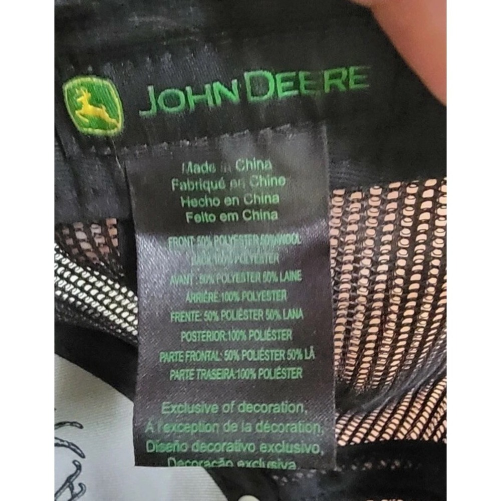 Vintage John‎ Deere Mesh Snapback Trucker Hat Dark Gray and Black - Picture 3 of 8